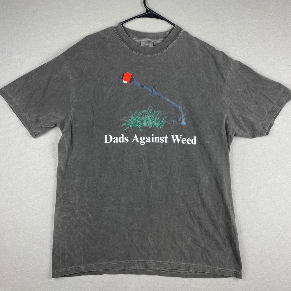 Comfort Colors Dads Against Weed Graphic T-Shirt Mens XL Grey Heavyweight Tee